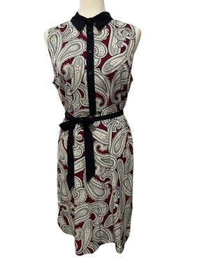 Women’s Ann Taylor Factory Paisley Sleeveless Shift Dress Belt NWT Size L